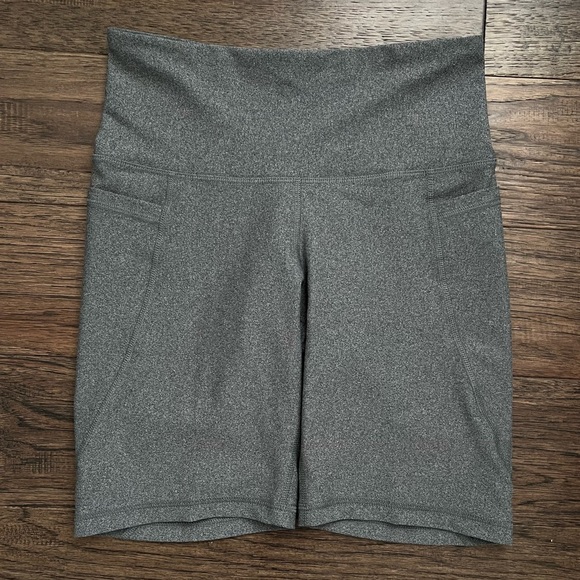 High Waist Powersoft Biker Shorts Heather Grey - Picture 4 of 6